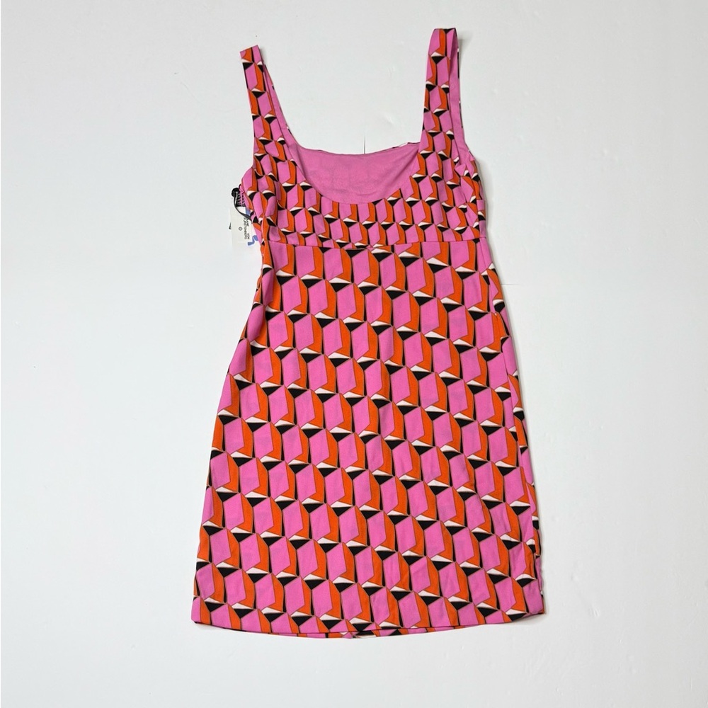 Diane Von Furstenberg Pink and Orange Geometric Dress - Picture 2 of 5